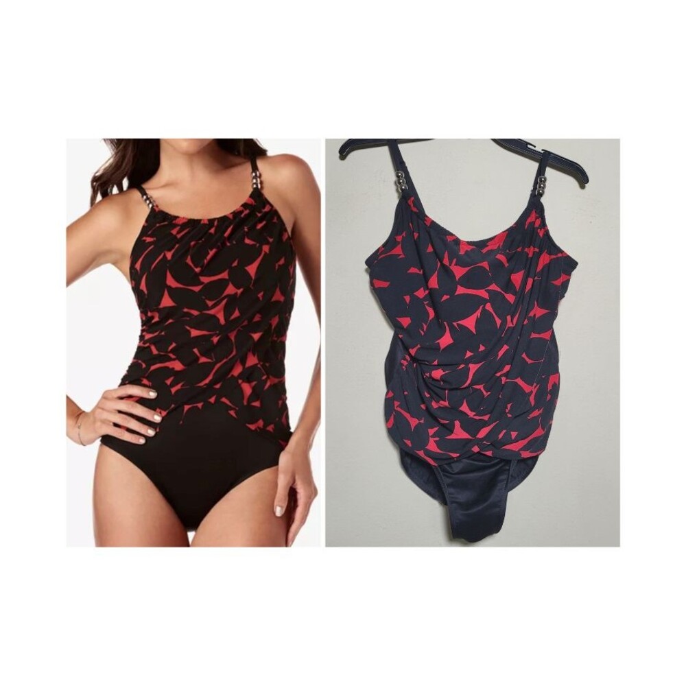 Magicsuit Black with Red Abstract Print One-Piece Swimsuit